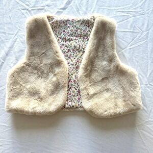 Tommy Bahama Girls Toddler White Faux Fur Vest 4T Holiday Pictures Chic Preppy